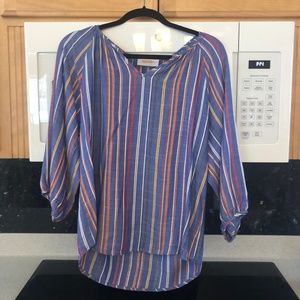 Renee C. size M blue striped cotton blouse